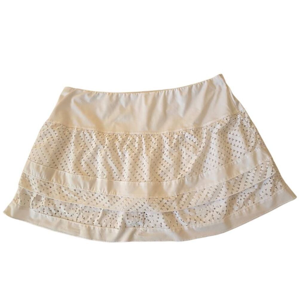 Lucky In Love Womens White Laser Cut Layered Tennis Pickleball Skort XL